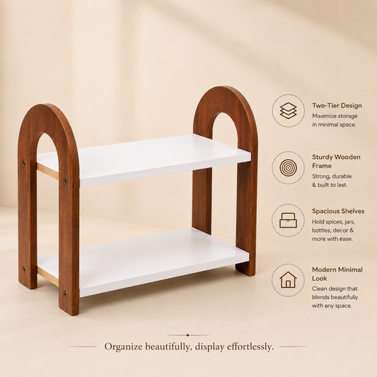 2 Tier Wooden Organizer Shelf