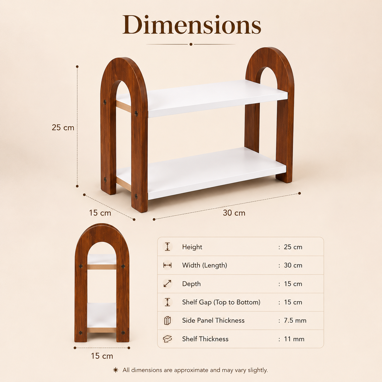 2 Tier Wooden Organizer Shelf