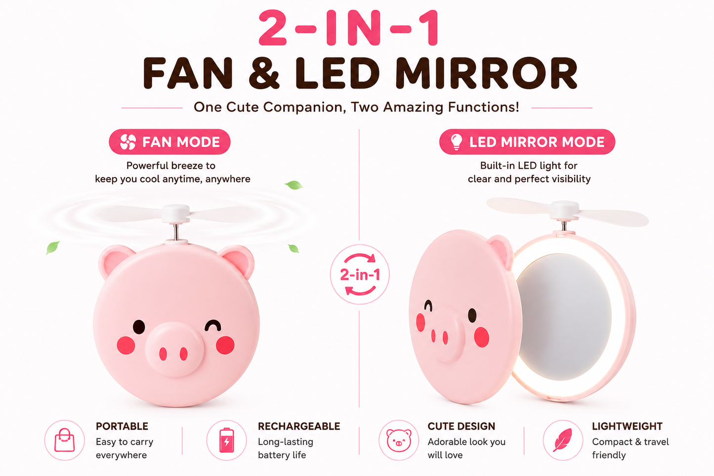 Pocket Glow Fan & Mirror