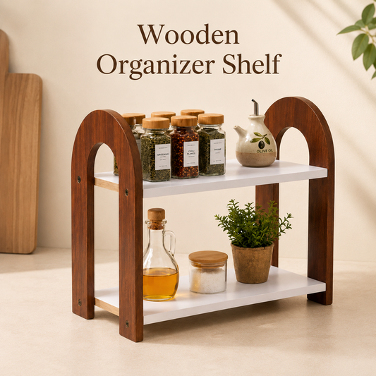 2 Tier Wooden Organizer Shelf