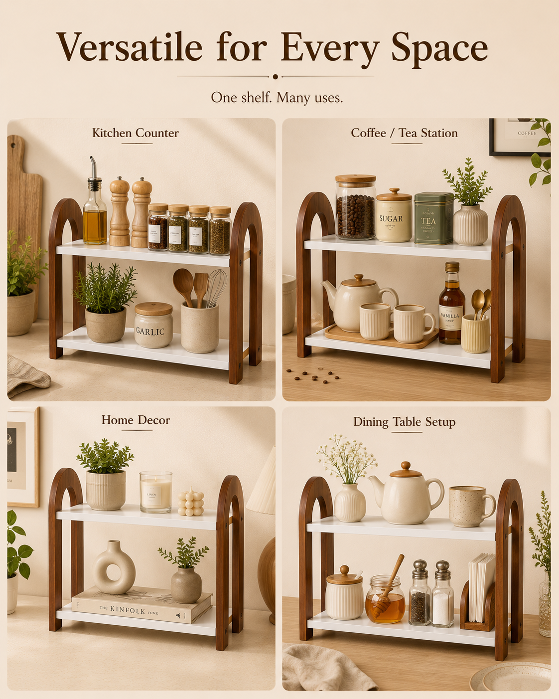2 Tier Wooden Organizer Shelf
